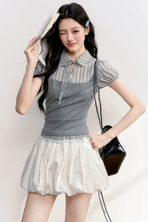 Water Drop Collar Embroidered Top Set-Up