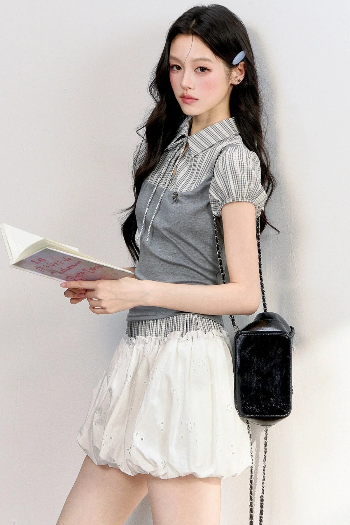 Water Drop Collar Embroidered Top Set-Up