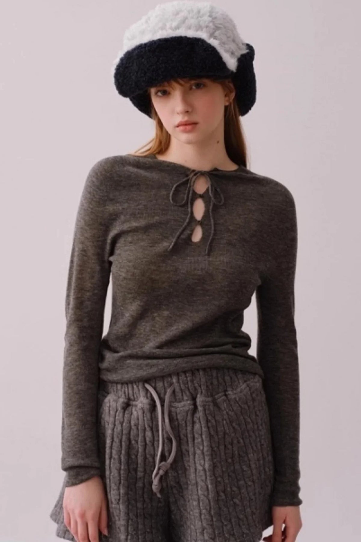 Water-Soluble Wool Knitted Blouse