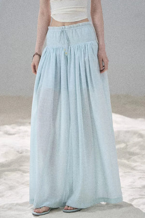 Watercolor Chiffon Wide-Leg Pants