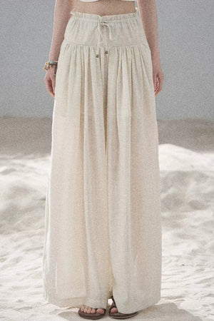 Watercolor Chiffon Wide-Leg Pants
