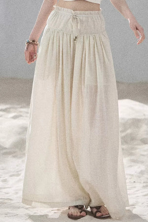 Watercolor Chiffon Wide-Leg Pants