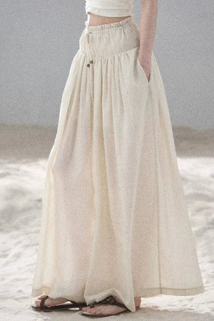Watercolor Chiffon Wide-Leg Pants