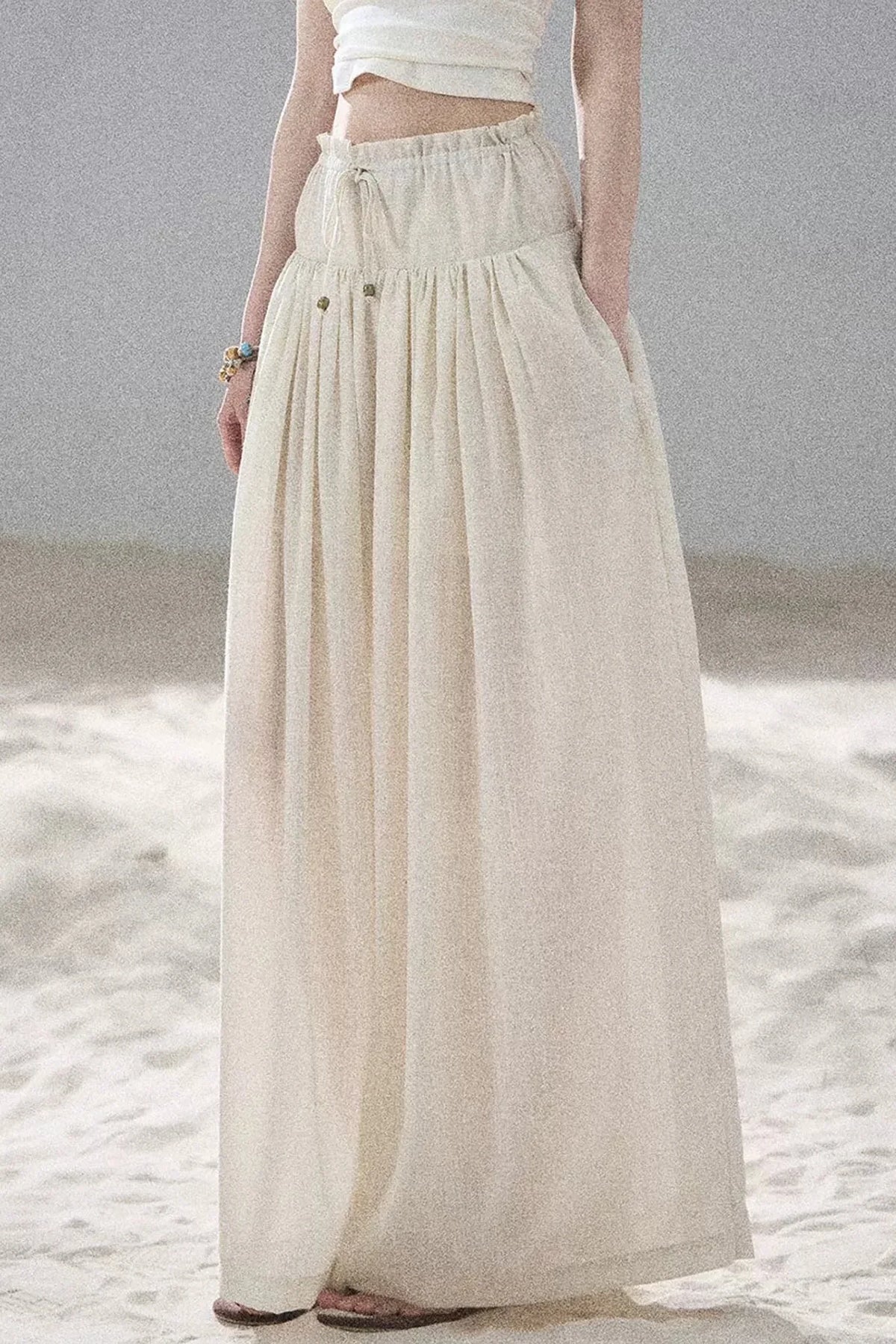 Watercolor Chiffon Wide-Leg Pants