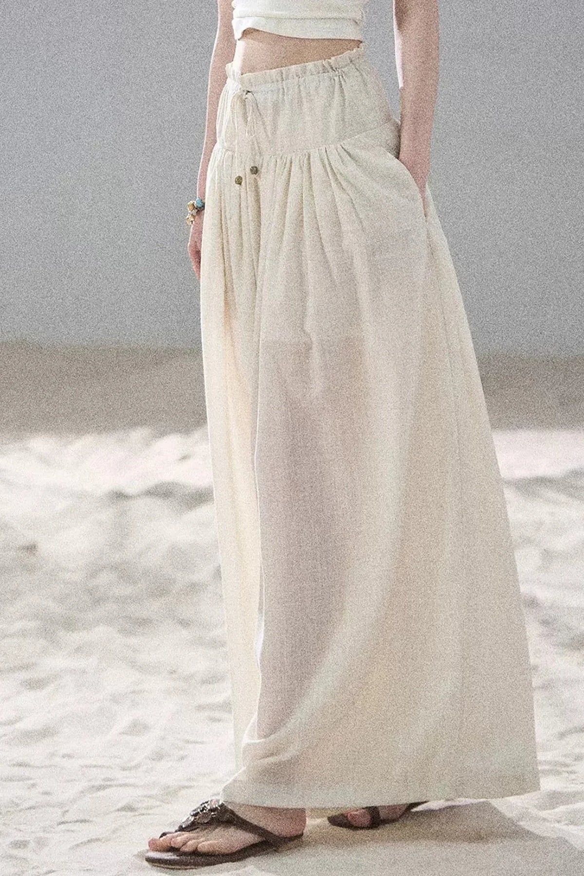 Watercolor Chiffon Wide-Leg Pants