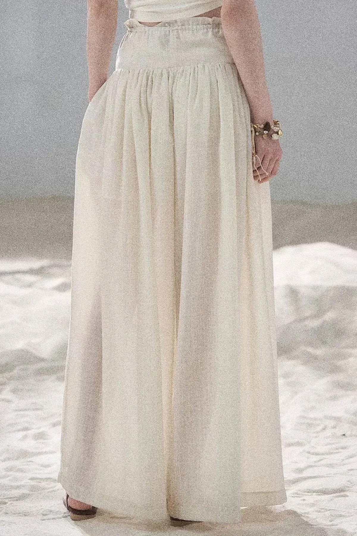 Watercolor Chiffon Wide-Leg Pants