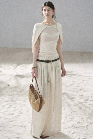 Watercolor Chiffon Wide-Leg Pants