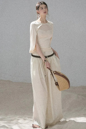 Watercolor Chiffon Wide-Leg Pants