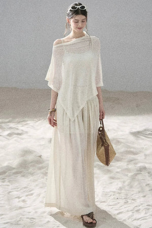 Watercolor Chiffon Wide-Leg Pants