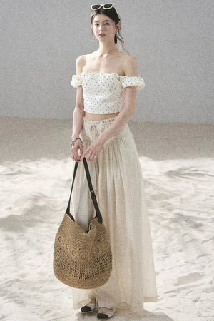 Watercolor Chiffon Wide-Leg Pants