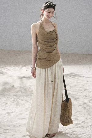 Watercolor Chiffon Wide-Leg Pants