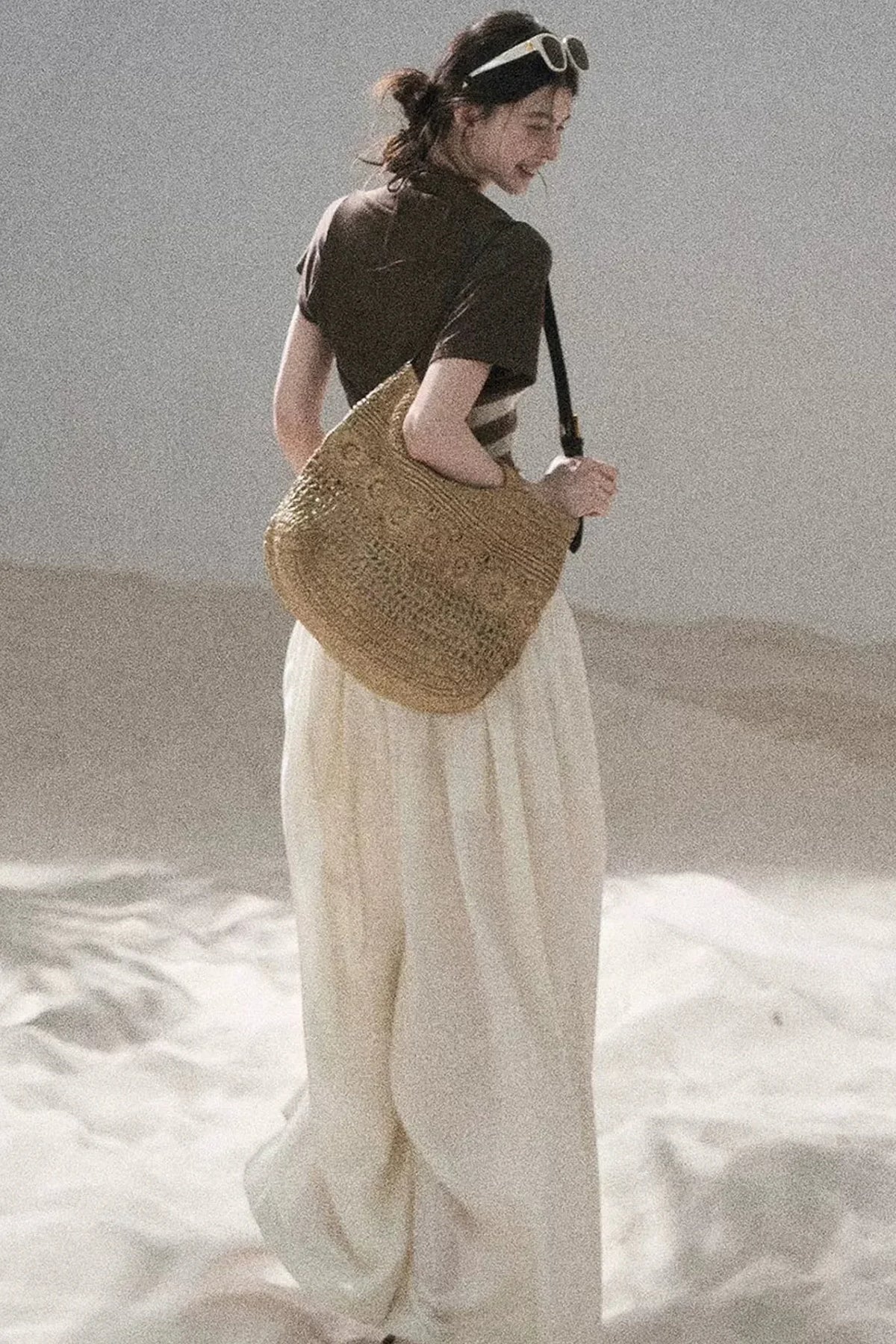 Watercolor Chiffon Wide-Leg Pants