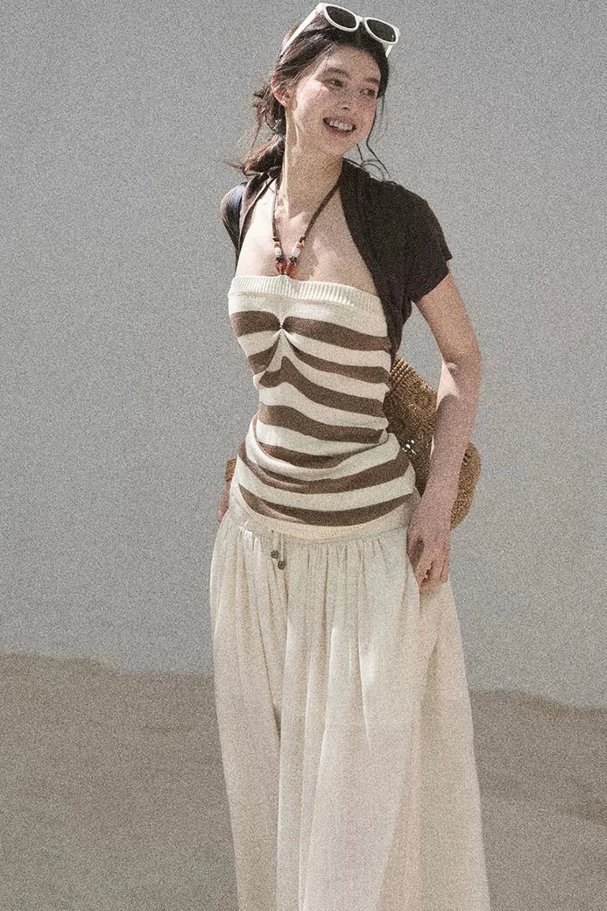 Watercolor Chiffon Wide-Leg Pants