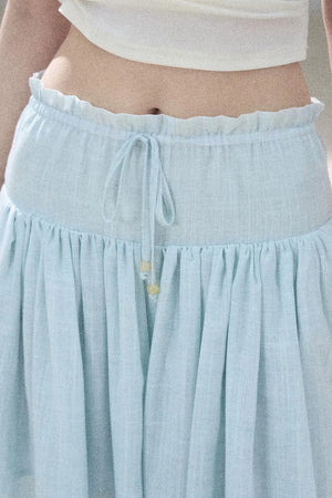 Watercolor Chiffon Wide-Leg Pants