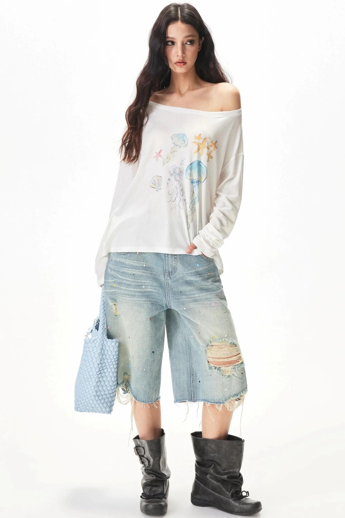 Watercolor Hand-Painted Blouse