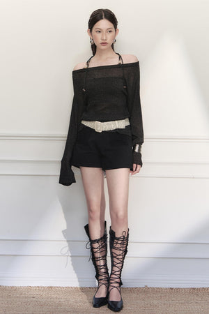 Wave Pleat Chain Belt