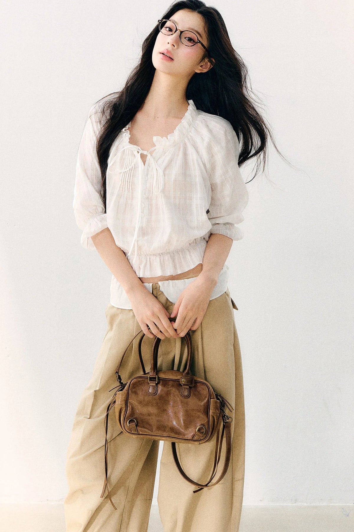 Wave Pleat Chiffon Top