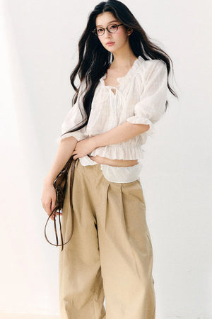 Wave Pleat Chiffon Top