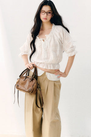 Wave Pleat Chiffon Top