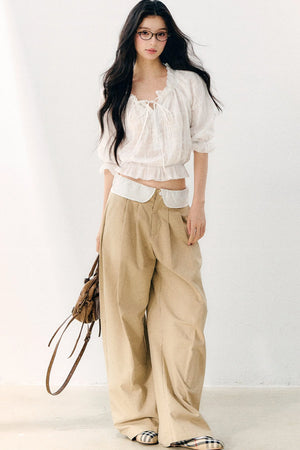 Wave Pleat Chiffon Top