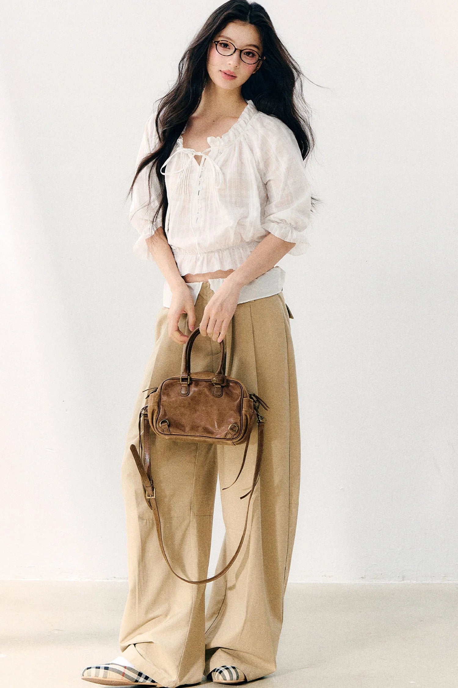 Wave Pleat Chiffon Top