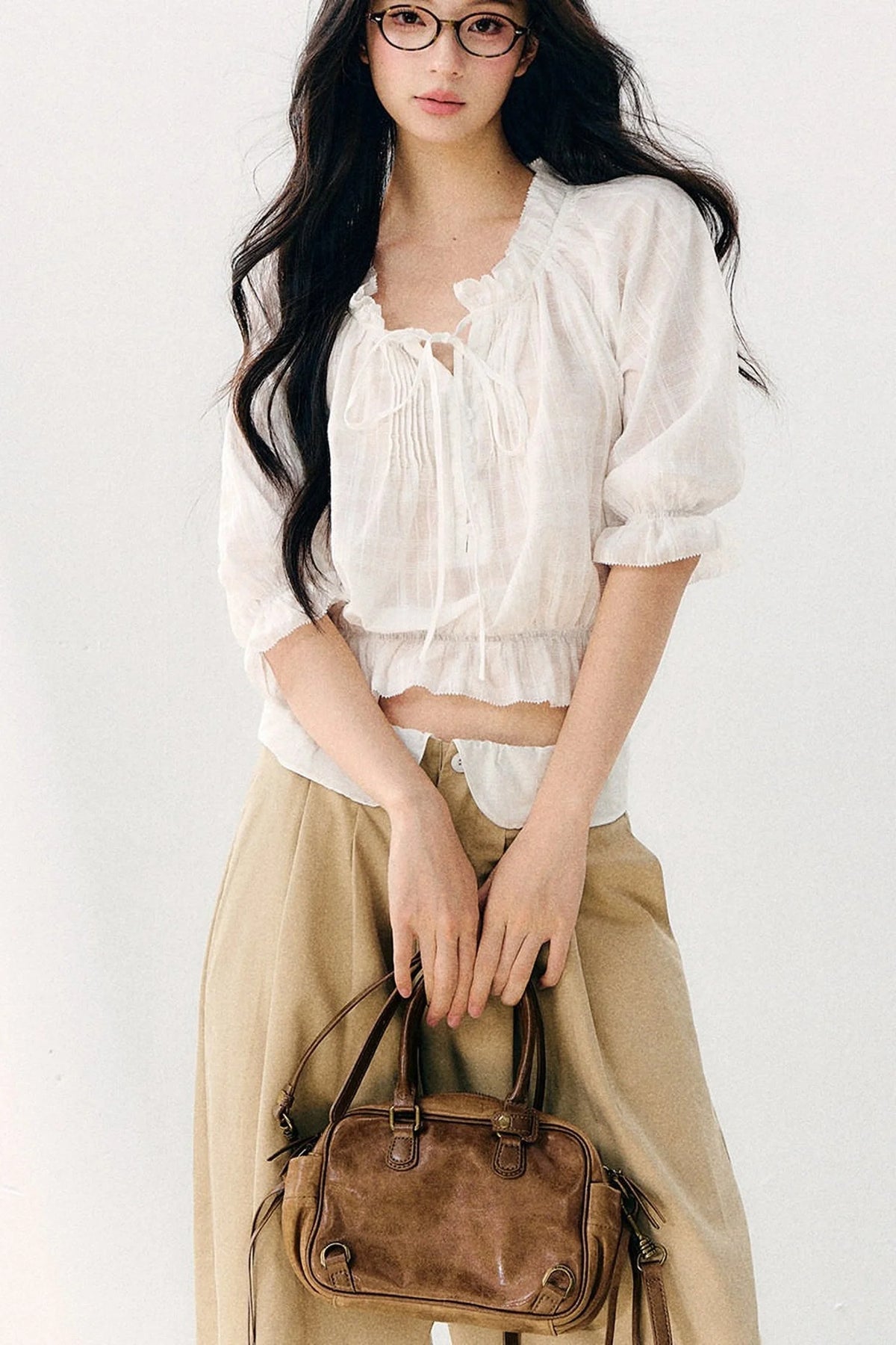 Wave Pleat Chiffon Top