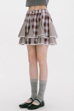 Wave Splicing Pleated Short Skirt