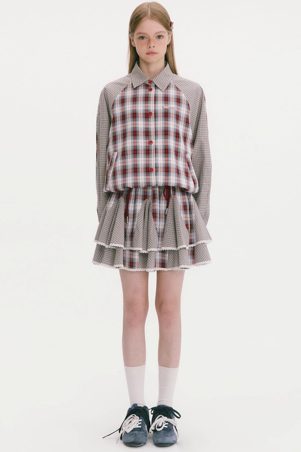 Wave Splicing Pleated Short Skirt