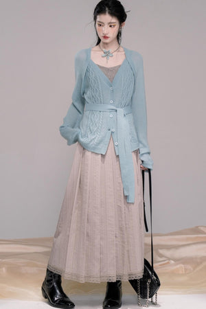 Wavy Wool Diamond Cardigan