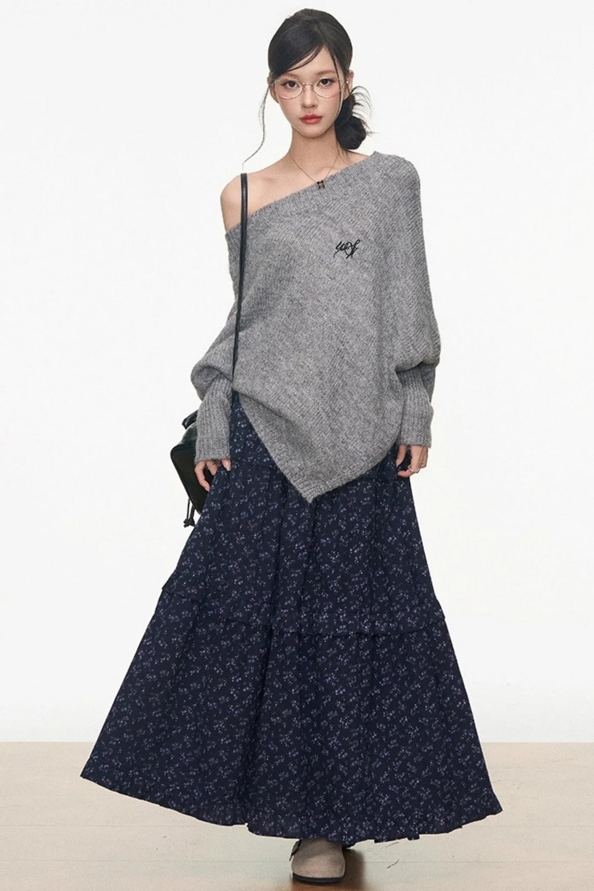 Westayone Floral Sweater Skirt Set-Up