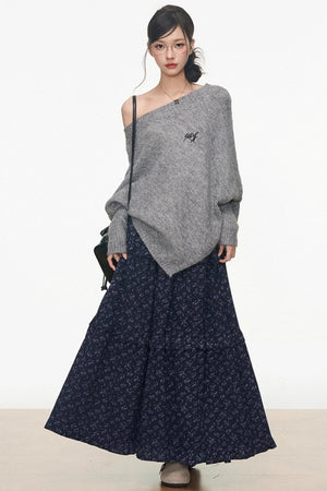 Westayone Floral Sweater Skirt Set-Up