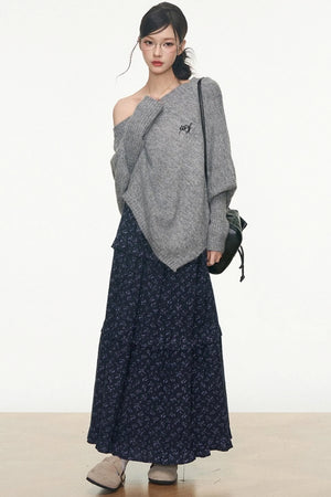 Westayone Floral Sweater Skirt Set-Up