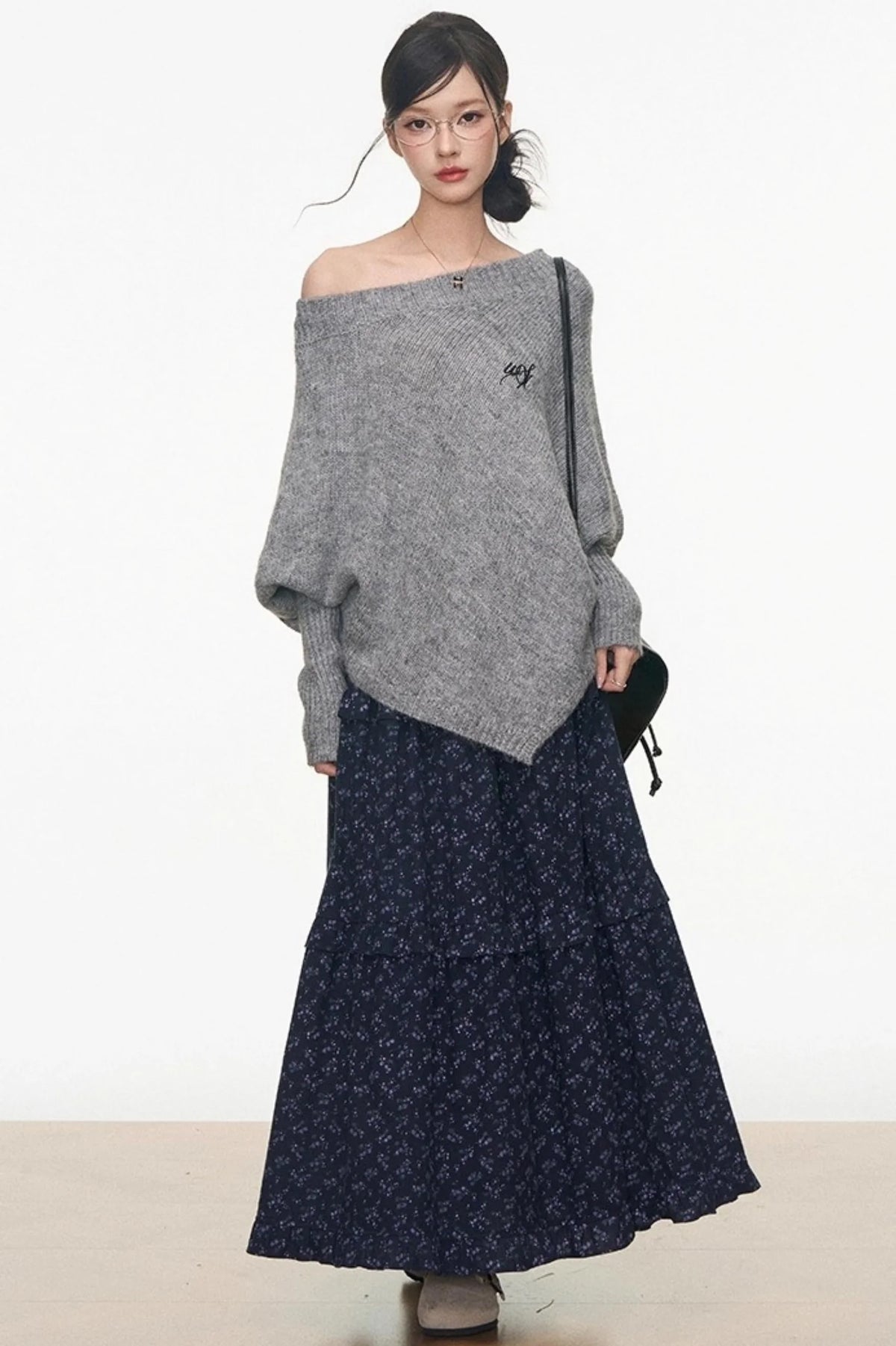 Westayone Floral Sweater Skirt Set-Up