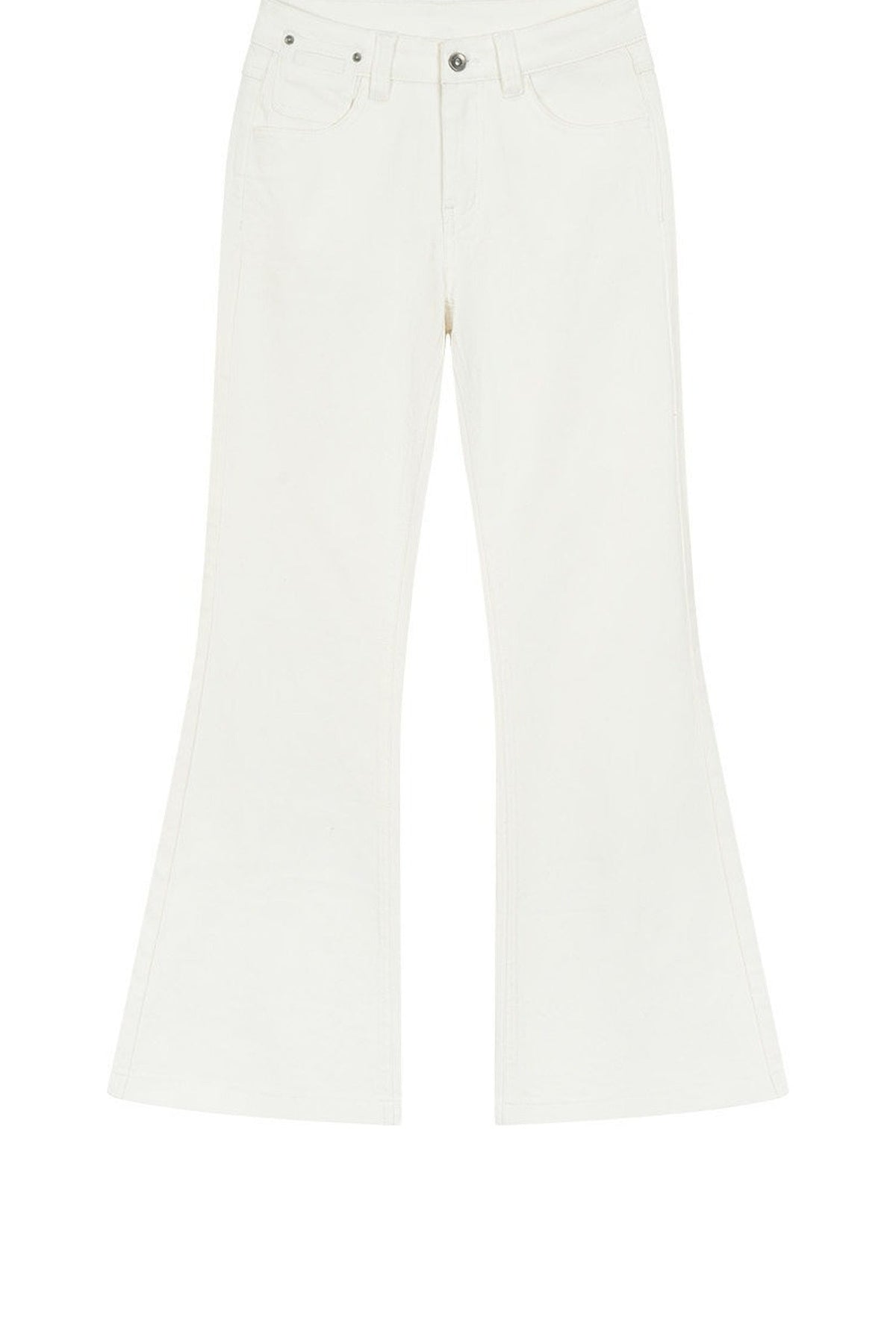 White Bamboo Texture Flared Denim Pants