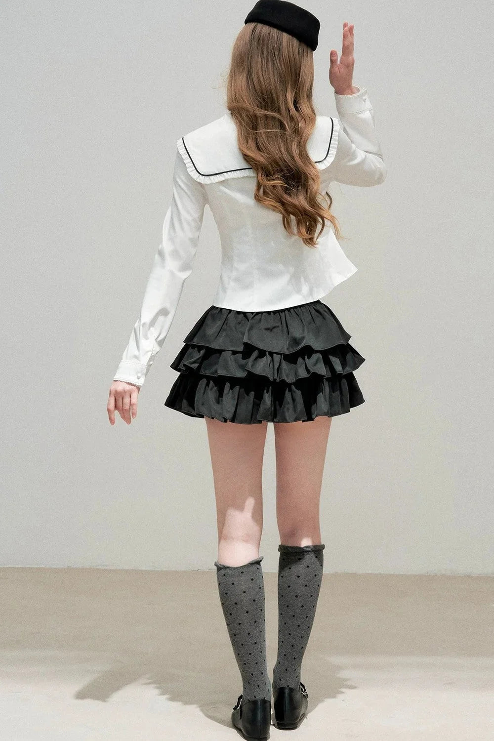 White Bow Collar Blouse