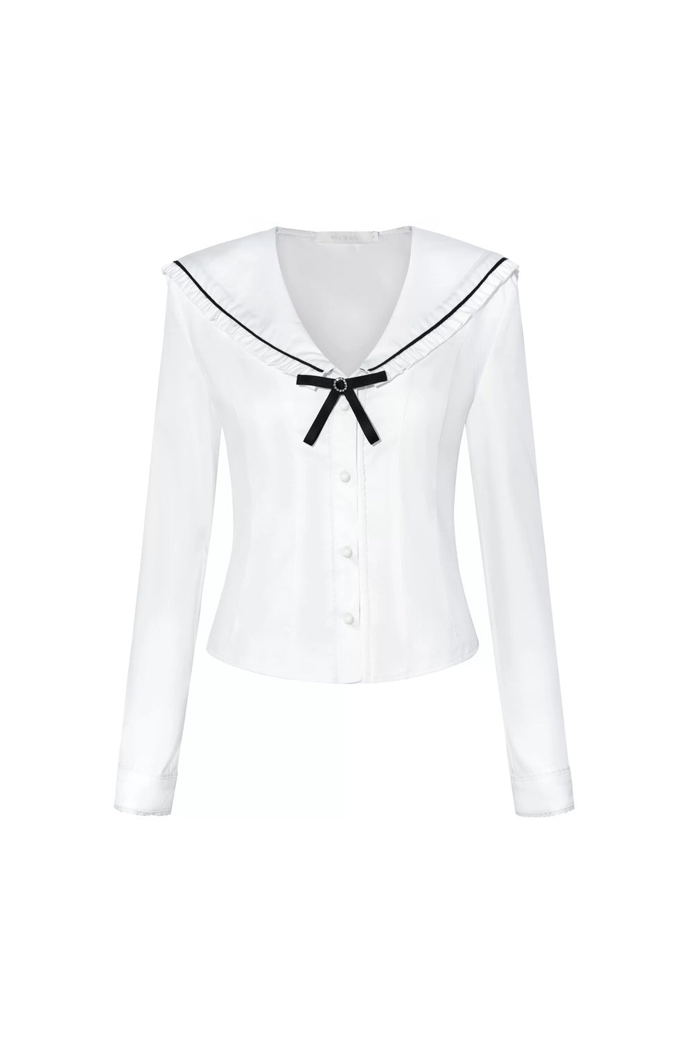 White Bow Collar Blouse