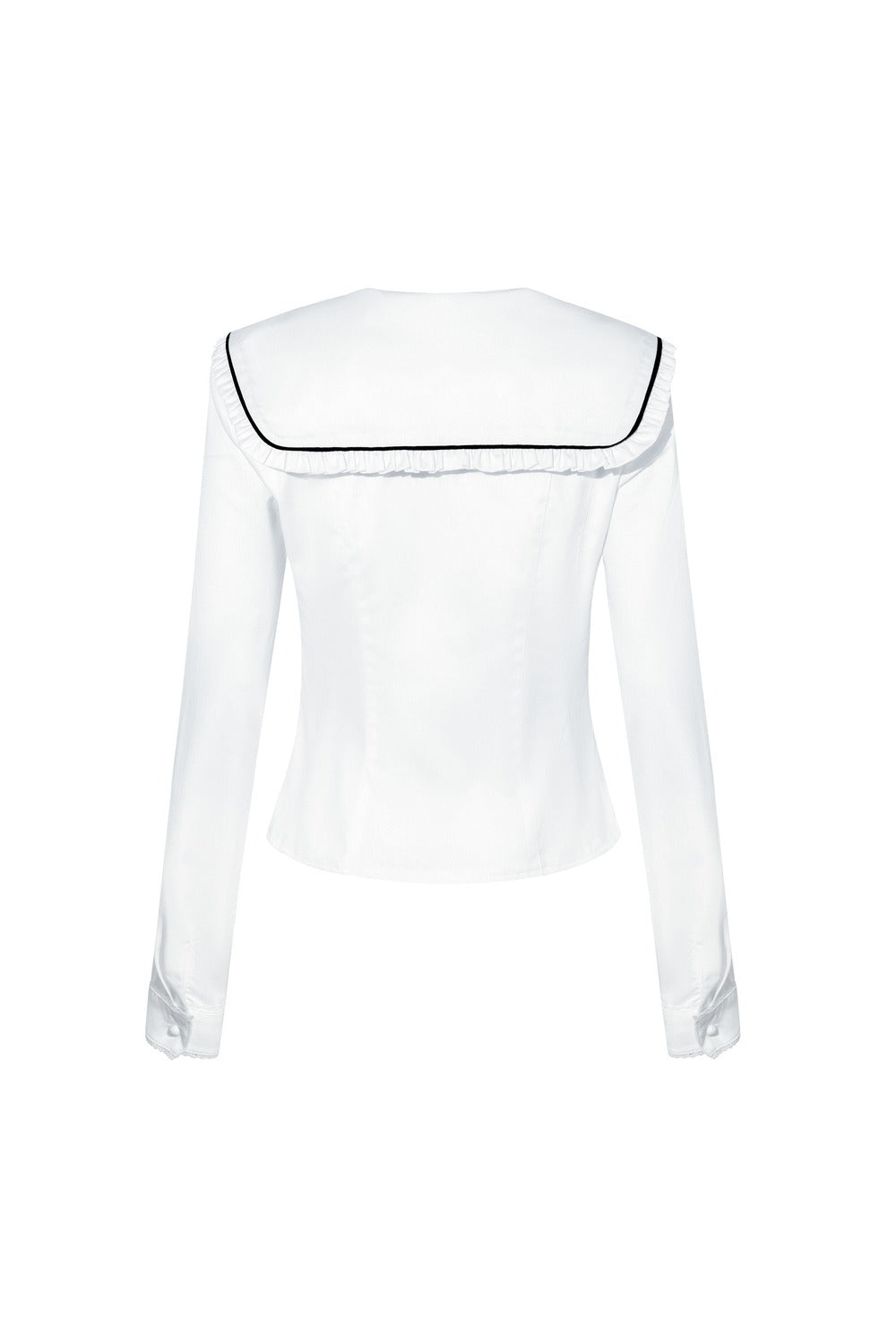 White Bow Collar Blouse