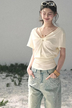 White Breaths V-Neck Top