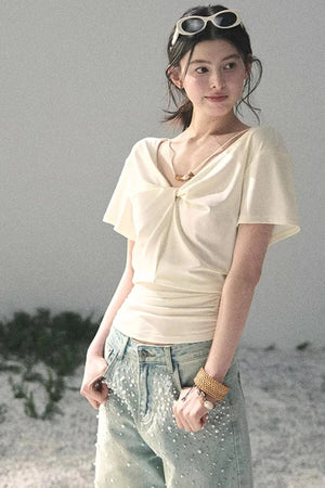 White Breaths V-Neck Top