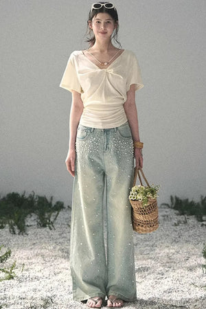 White Breaths V-Neck Top