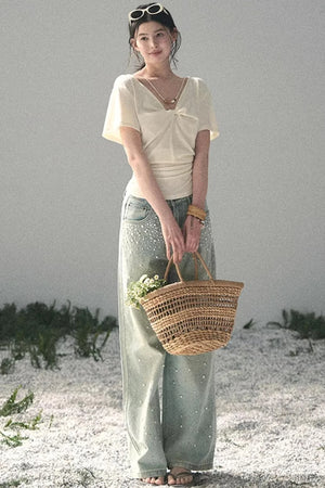 White Breaths V-Neck Top