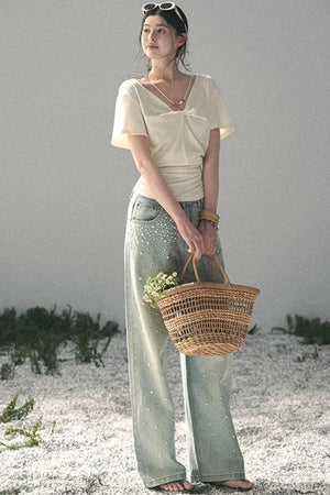 White Breaths V-Neck Top