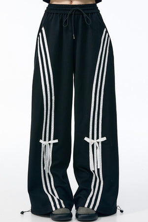 White Butterfly Wide-Leg Sweatpants