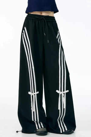 White Butterfly Wide-Leg Sweatpants