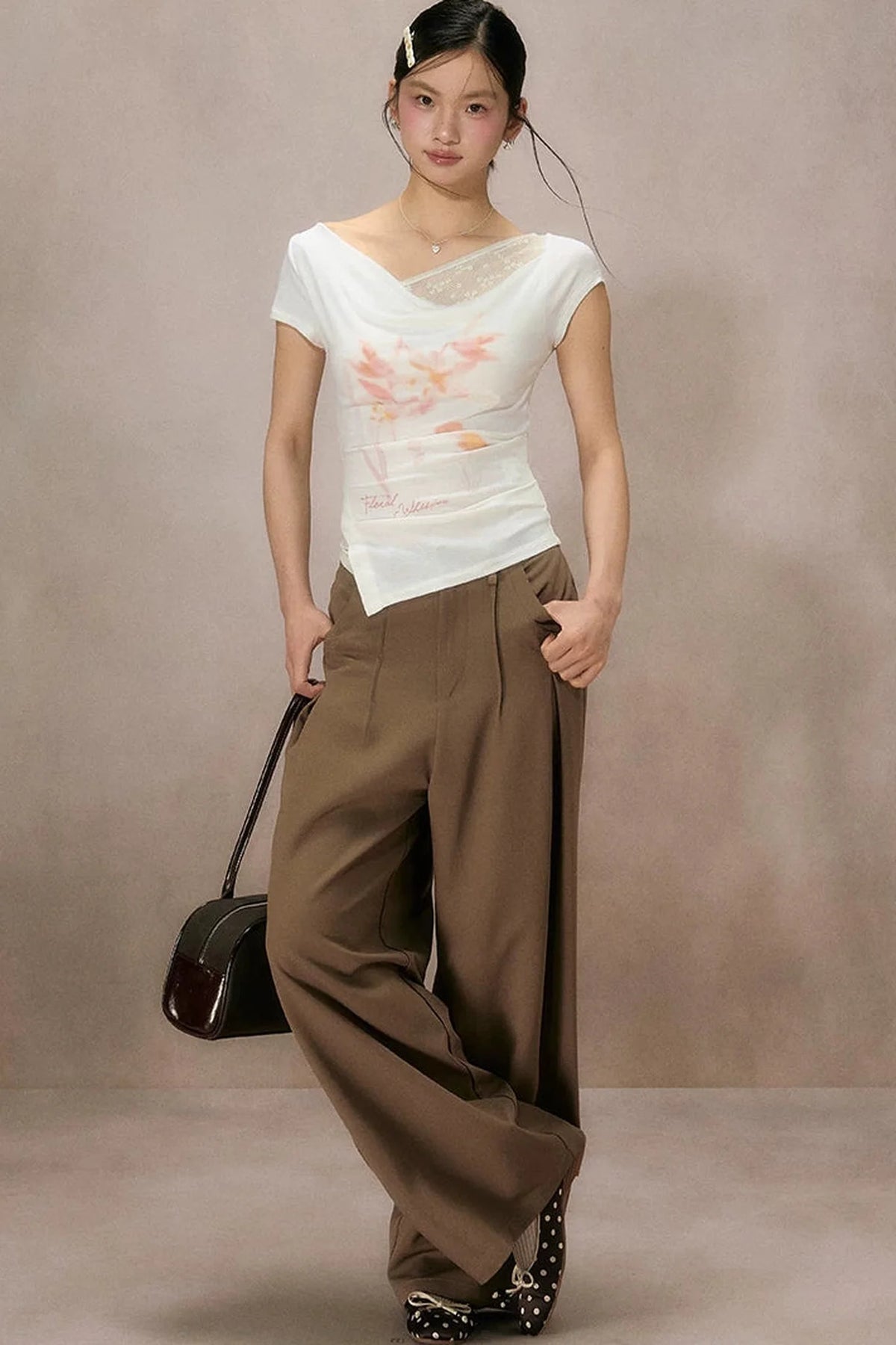 White Cherry Blossom Print T-Shirt