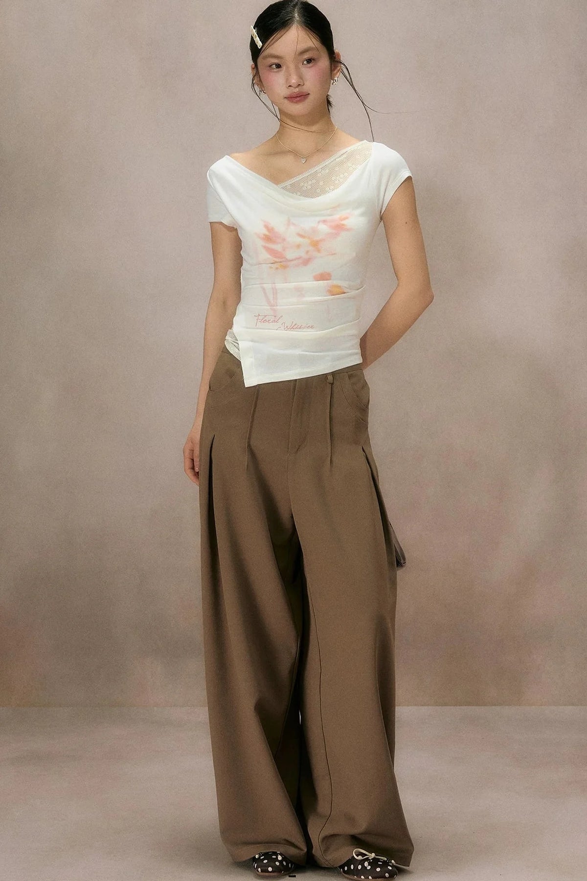 White Cherry Blossom Print T-Shirt