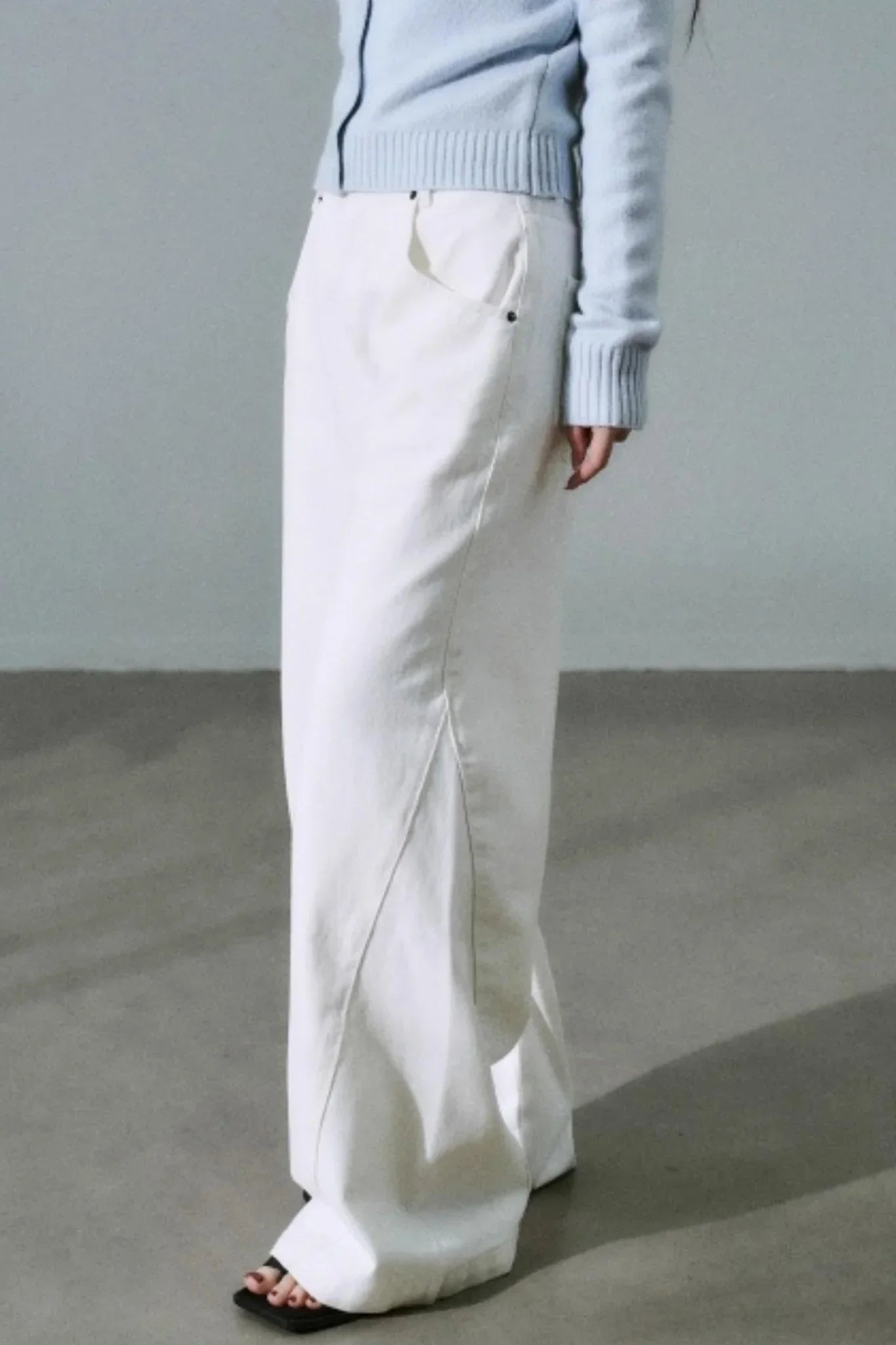 White Cotton Denim Pants