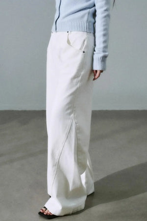 White Cotton Denim Pants