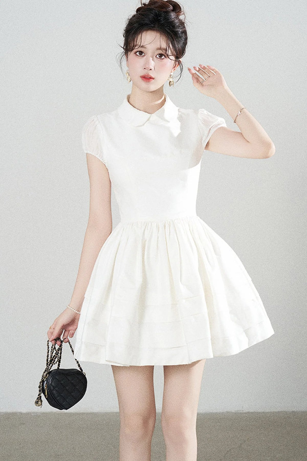 White Doll Collar Puffy Dress