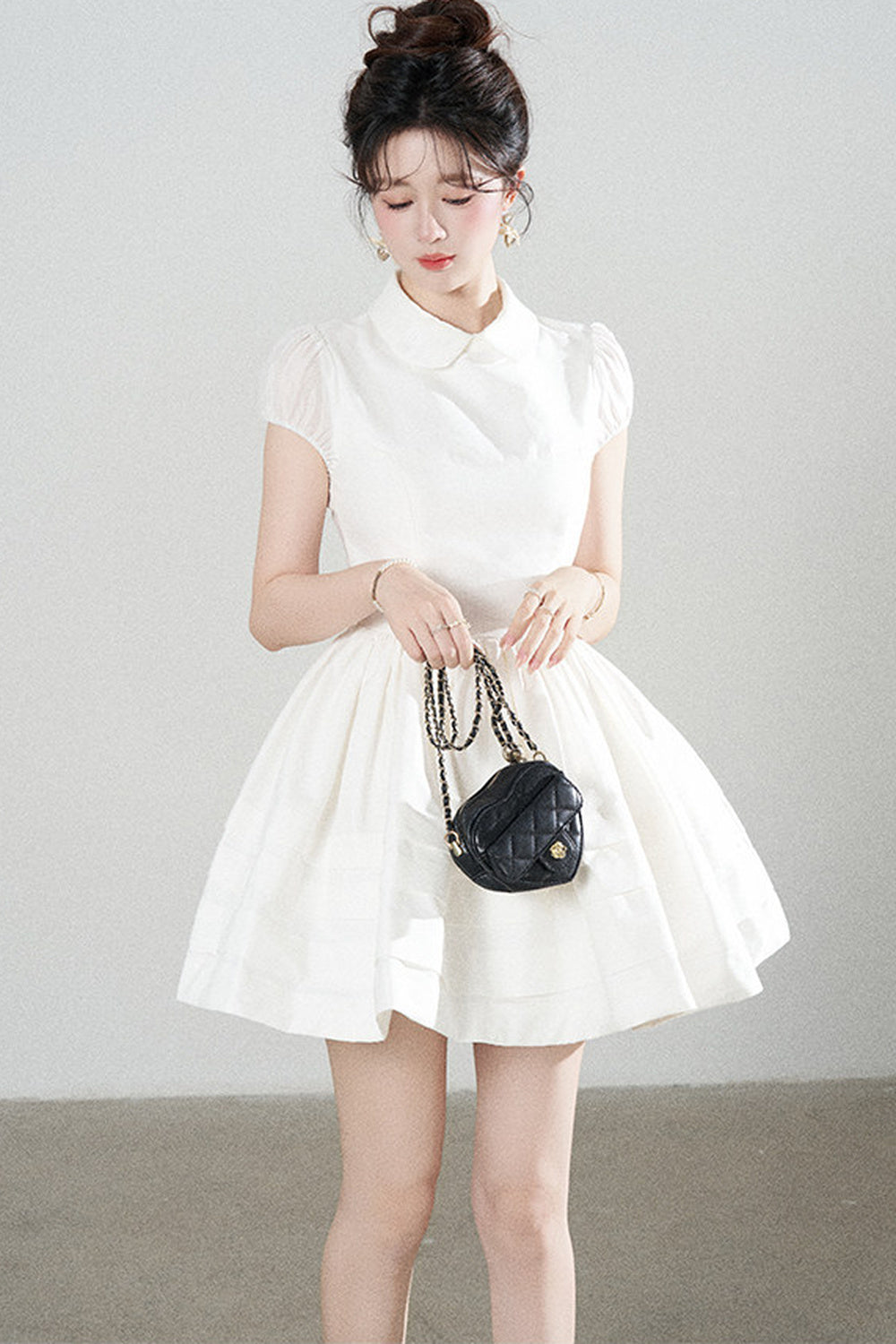 White Doll Collar Puffy Dress
